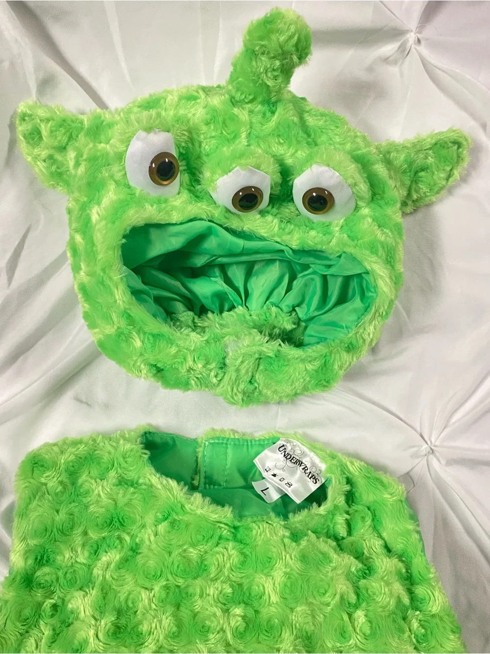 Kids Plush Alien Costume - Bright Green 2T 3T 4T